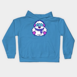 Cute Yeti Wearing Scarf, Glove And Earmuff Cartoon Kids Hoodie